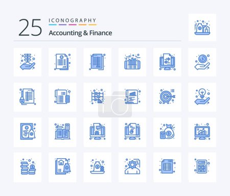 Ilustración de Accounting And Finance 25 Blue Color icon pack including banking. profit. accounting. investment. bookkeeping - Imagen libre de derechos
