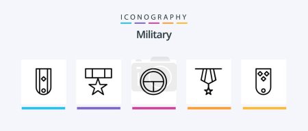 Illustration for Military Line 5 Icon Pack Including star. military. achievement. insignia. military. Creative Icons Design - Royalty Free Image