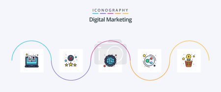 Illustration for Digital Marketing Line Filled Flat 5 Icon Pack Including flower. data management. share. connection - Royalty Free Image