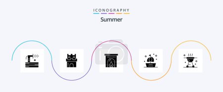 Ilustración de Paquete de iconos de Summer Glyph 5, incluido el verano. Navega. arena. Océano. viajes - Imagen libre de derechos