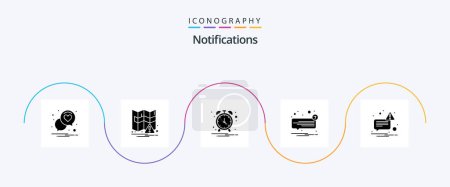 Illustration for Notifications Glyph 5 Icon Pack Including sent. message. clock. unread. sms - Royalty Free Image