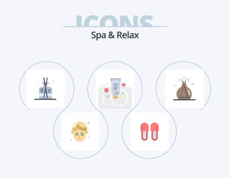 Ilustración de Spa y Relax Flat Icon Pack 5 Icon Design. incienso. spa. aroma. Maquillaje. belleza - Imagen libre de derechos