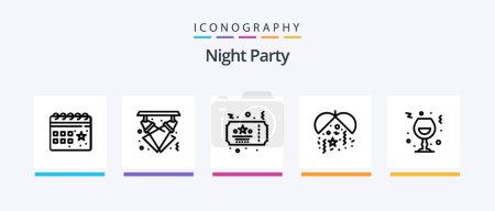 Illustration for Night Party Line 5 Icon Pack Including party. celebration. decoration. night party. candle. Creative Icons Design - Royalty Free Image