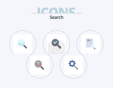 Téléchargez les illustrations : Search Flat Icon Pack 5 Icon Design. research. view. setting. search. search chart - en licence libre de droit