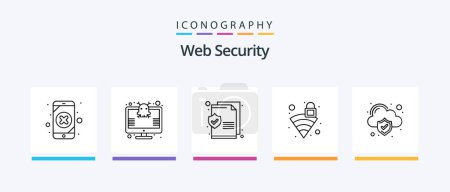 Téléchargez les illustrations : Web Security Line 5 Icon Pack Including cyber. security. ban. lock. cloud. Creative Icons Design - en licence libre de droit