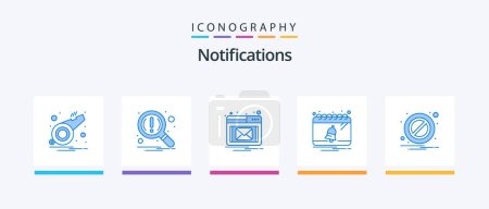 Illustration for Notifications Blue 5 Icon Pack Including warning. block. email. notification. calendar. Creative Icons Design - Royalty Free Image
