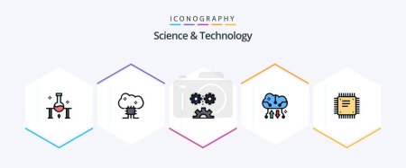 Illustration for Science And Technology 25 FilledLine icon pack including cloud storage. cloud backup. cloud server. technology. engineering science - Royalty Free Image