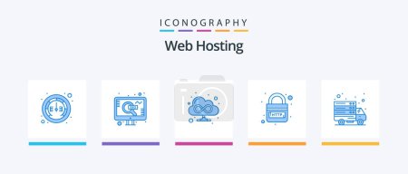 Illustration for Web Hosting Blue 5 Icon Pack Including online. security. browser. link. http. Creative Icons Design - Royalty Free Image