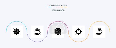 Illustration for Insurance Glyph 5 Icon Pack Including invest. hold. screen. hand. lifebuoy - Royalty Free Image
