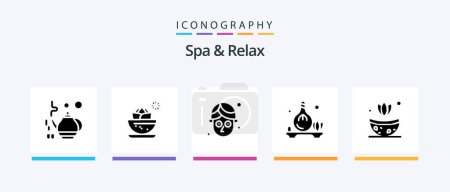 Illustration for Spa And Relax Glyph 5 Icon Pack Including spa . herb . spa . facial. Creative Icons Design - Royalty Free Image