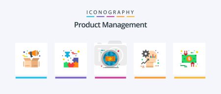Illustration for Product Management Flat 5 Icon Pack Including productivity. mind. piece. head. online. Creative Icons Design - Royalty Free Image