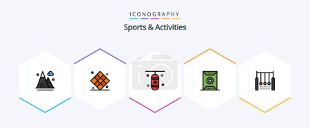 Illustration for Sports and Activities 25 FilledLine icon pack including sport. field. play. sports. punching box - Royalty Free Image