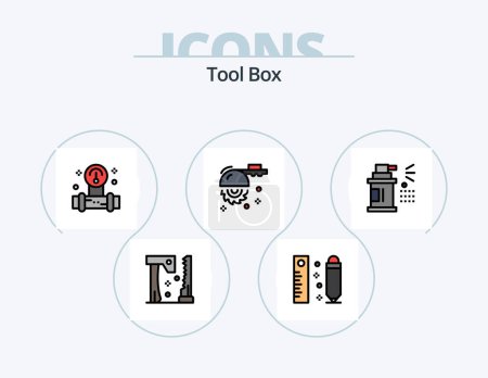 Illustration for Tools Line Filled Icon Pack 5 Icon Design. measuring. tools. car. saw. ax - Royalty Free Image
