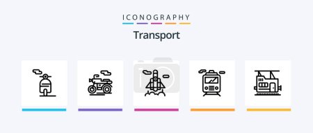 Illustration for Transport Line 5 Icon Pack Including . vehicle. car. transport. bus. Creative Icons Design - Royalty Free Image
