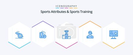 Illustration for Sports Atributes And Sports Training 25 Blue icon pack including referee. judge. bowl. football. goblet - Royalty Free Image