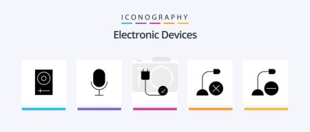 Illustration for Devices Glyph 5 Icon Pack Including microphone. gadget. computers. devices. hardware. Creative Icons Design - Royalty Free Image
