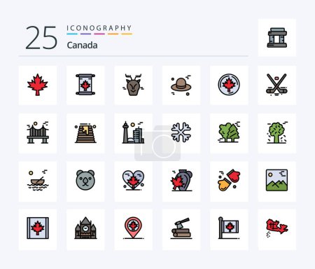 Illustration for Canada 25 Line Filled icon pack including maple. canada. arctic. autumn. cap - Royalty Free Image