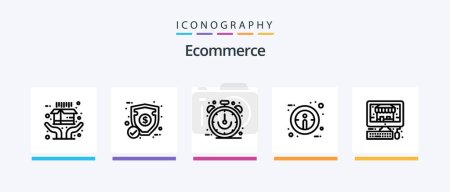 Ilustración de Ecommerce Line 5 Icon Pack Incluyendo dinero. moneda. tarjeta. etiqueta de venta. favorito. Diseño de iconos creativos - Imagen libre de derechos