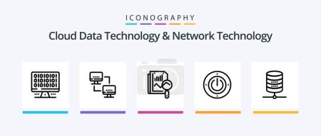 Illustration for Cloud Data Technology And Network Technology Line 5 Icon Pack Including music. reload. server. refresh. network. Creative Icons Design - Royalty Free Image