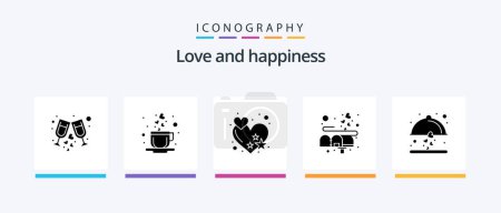 Illustration for Love Glyph 5 Icon Pack Including wedding. food. rate. dish. love. Creative Icons Design - Royalty Free Image