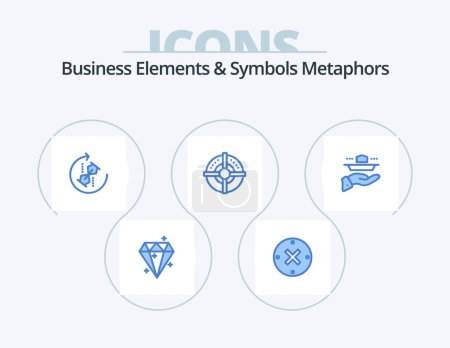 Illustration for Business Elements And Symbols Metaphors Blue Icon Pack 5 Icon Design. waiter. strategy. puzzle. arrow. joint - Royalty Free Image