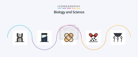Illustration for Biology Line Filled Flat 5 Icon Pack Including laboratory. biology. patch. biochemistry. medicine - Royalty Free Image
