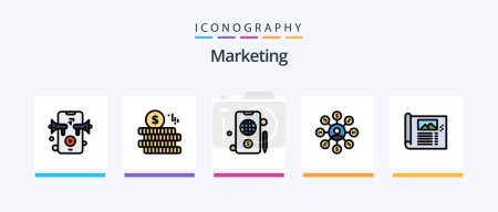 Ilustración de Marketing Line Filled 5 Icon Pack Including online. marketing. copywriting. markiting. computer. Creative Icons Design - Imagen libre de derechos
