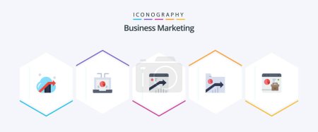 Ilustración de Business Marketing 25 Paquete de iconos plano con carpeta. negocios. informe. seo. crecimiento - Imagen libre de derechos