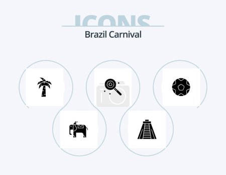 Ilustración de Brasil Carnival Glyph Icon Pack 5 Icon Design. brasileño. Brasil. Monumento. Árbol. celebración - Imagen libre de derechos