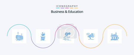 Téléchargez les illustrations : Business And Education Blue 5 Icon Pack Including announcement. marketing. profit. services. idea - en licence libre de droit