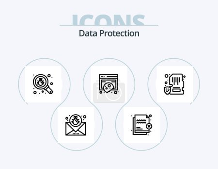 Téléchargez les illustrations : Ligne de protection des données Icon Pack 5 Icon Design. scanner. sécurité. mobile. mobile. usb - en licence libre de droit