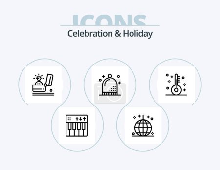 Illustration for Celebration and Holiday Line Icon Pack 5 Icon Design. music scene. music. independence day. concert. holiday - Royalty Free Image