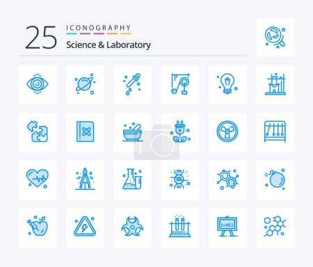 Illustration for Science 25 Blue Color icon pack including science. science. science. idea. science machine - Royalty Free Image