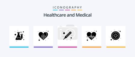 Illustration for Medical Glyph 5 Icon Pack Including medical. heart care. care. pulse. beat. Creative Icons Design - Royalty Free Image