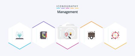 Ilustración de Management 25 Flat icon pack including service. strategic. location. setting. management - Imagen libre de derechos
