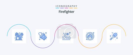 Illustration for Firefighter Blue 5 Icon Pack Including shovel. construction. fire hose. place. fire - Royalty Free Image