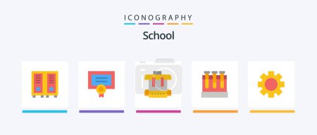 Illustration for School Flat 5 Icon Pack Including setting. world. bag. education. tubs. Creative Icons Design - Royalty Free Image