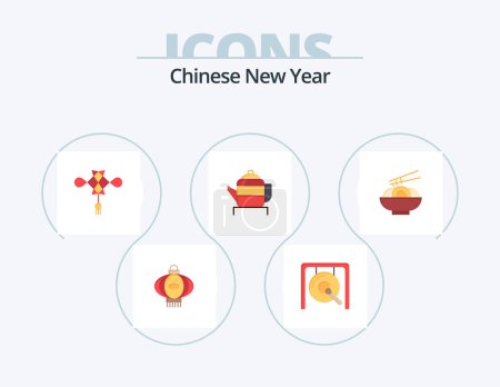 Illustration for Chinese New Year Flat Icon Pack 5 Icon Design. newyear. new. newyear. chinese. chinese - Royalty Free Image
