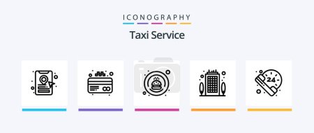 Ilustración de Taxi Service Line 5 Icon Pack Including . drink. car insurance. bottle. transport. Creative Icons Design - Imagen libre de derechos