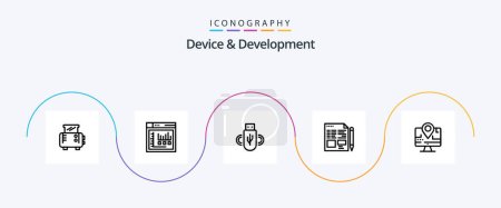Illustration for Device And Development Line 5 Icon Pack Including location. computer . share . education. text - Royalty Free Image