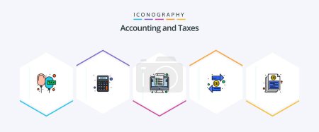 Illustration for Taxes 25 FilledLine icon pack including finance. duty. money. coin. management - Royalty Free Image
