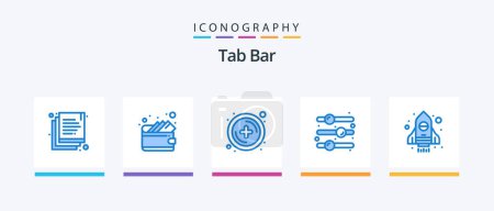 Téléchargez les illustrations : Tab Bar Blue 5 Icon Pack Including . startup. plus. spaceship. toggle switch. Creative Icons Design - en licence libre de droit
