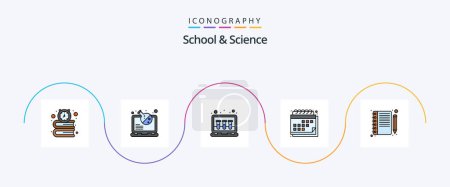 Illustration for School And Science Line Filled Flat 5 Icon Pack Including notebook. schedule. chemical. date. appointment - Royalty Free Image