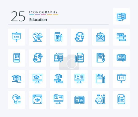 Illustration for Education 25 Blue Color icon pack including education. award. education. graduation. cap - Royalty Free Image