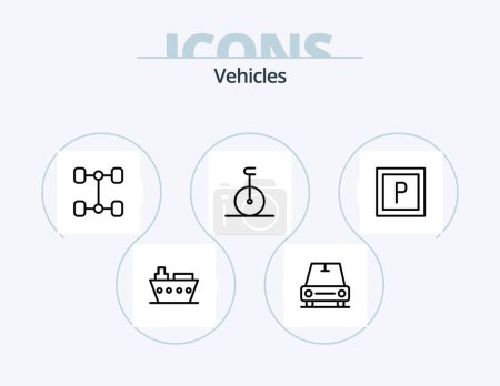 Illustration for Vehicles Line Icon Pack 5 Icon Design. . . driveway. vehicles. road - Royalty Free Image