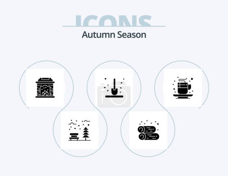 Téléchargez les illustrations : Autumn Glyph Icon Pack 5 Icon Design. autumn. scoop. firewood. gardening. autumn - en licence libre de droit