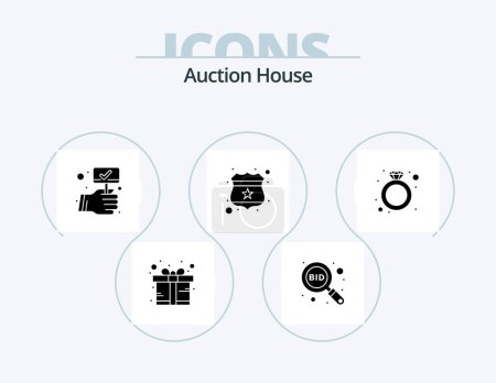 Ilustración de Auction Glyph Icon Pack 5 Icon Design. present. gift. bid. star. protect - Imagen libre de derechos