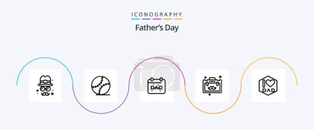 Ilustración de Día de los Padres Línea 5 Icono Pack Incluyendo padre. Viajar. calendario. oficina. maletín - Imagen libre de derechos