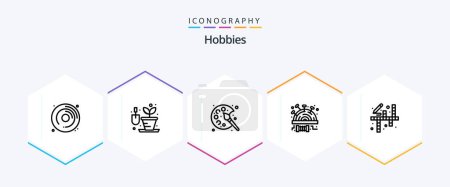 Illustration for Hobbies 25 Line icon pack including hobbies. activities. paint. stitch. pincushion - Royalty Free Image