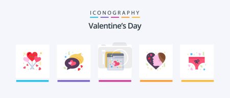 Illustration for Valentines Day Flat 5 Icon Pack Including love. love. love. hearts. emotion. Creative Icons Design - Royalty Free Image